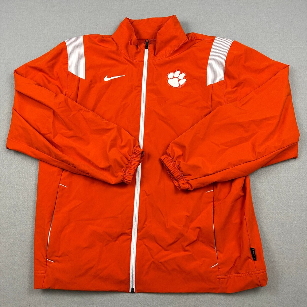 Clemson Tigers Jacket Men Large Orange Nike On Field Windbreaker Paw Logo Swoosh